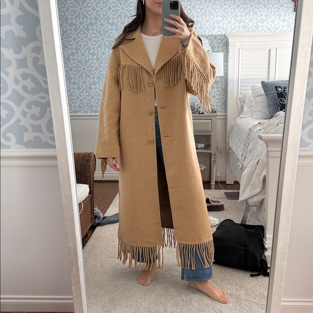 NA-KD Wool Blend Fringe Detail Coat - Picture 5 of 5